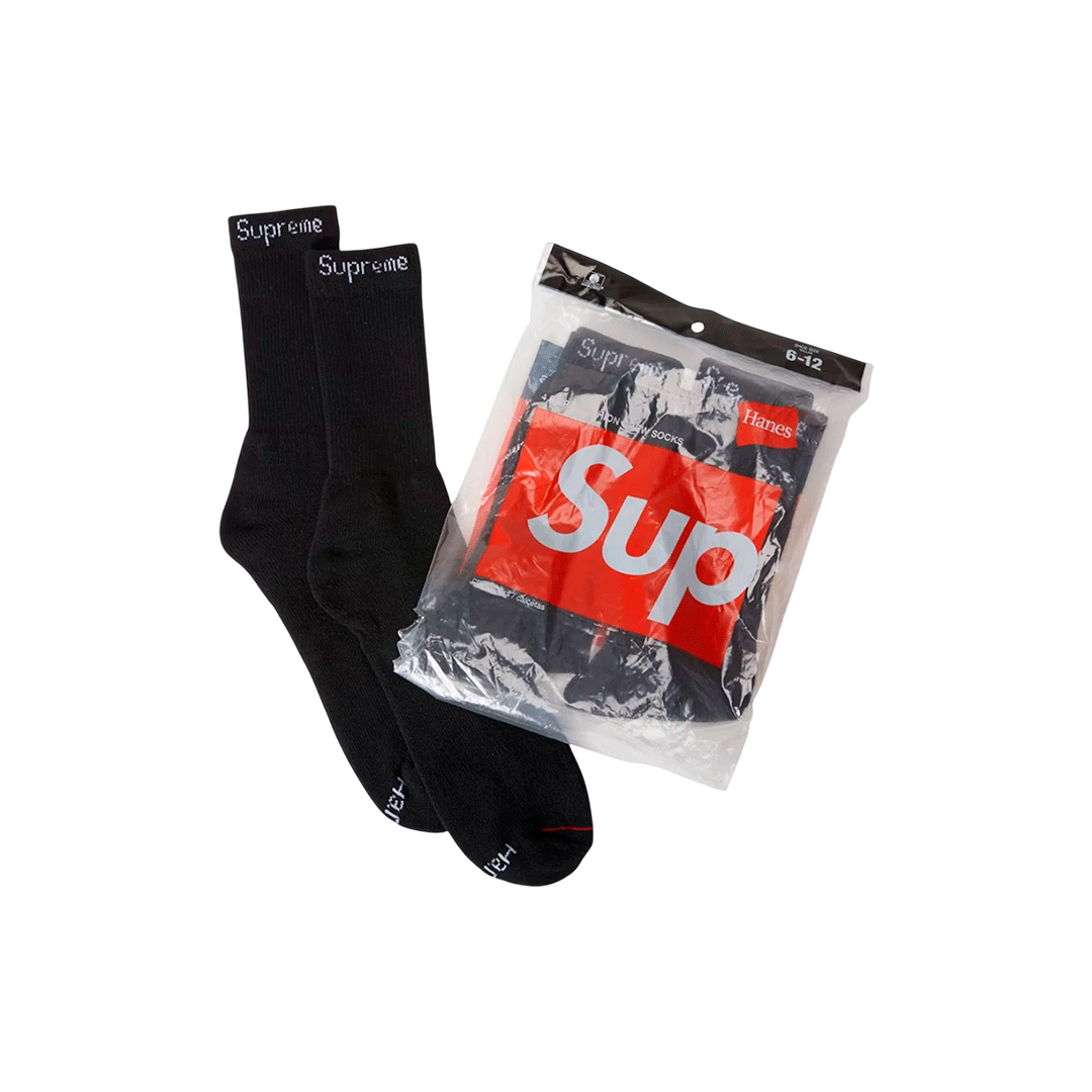 Supreme Hanes Socks (4 Pack) Black